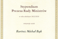 zdjęcie nr 7 - Bartosz Bąk z klasy 2b ze stypendium Prezesa Rady Ministrów