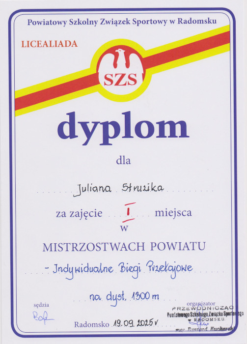 Julian Struzik - I miejsce w biegach przełajowych