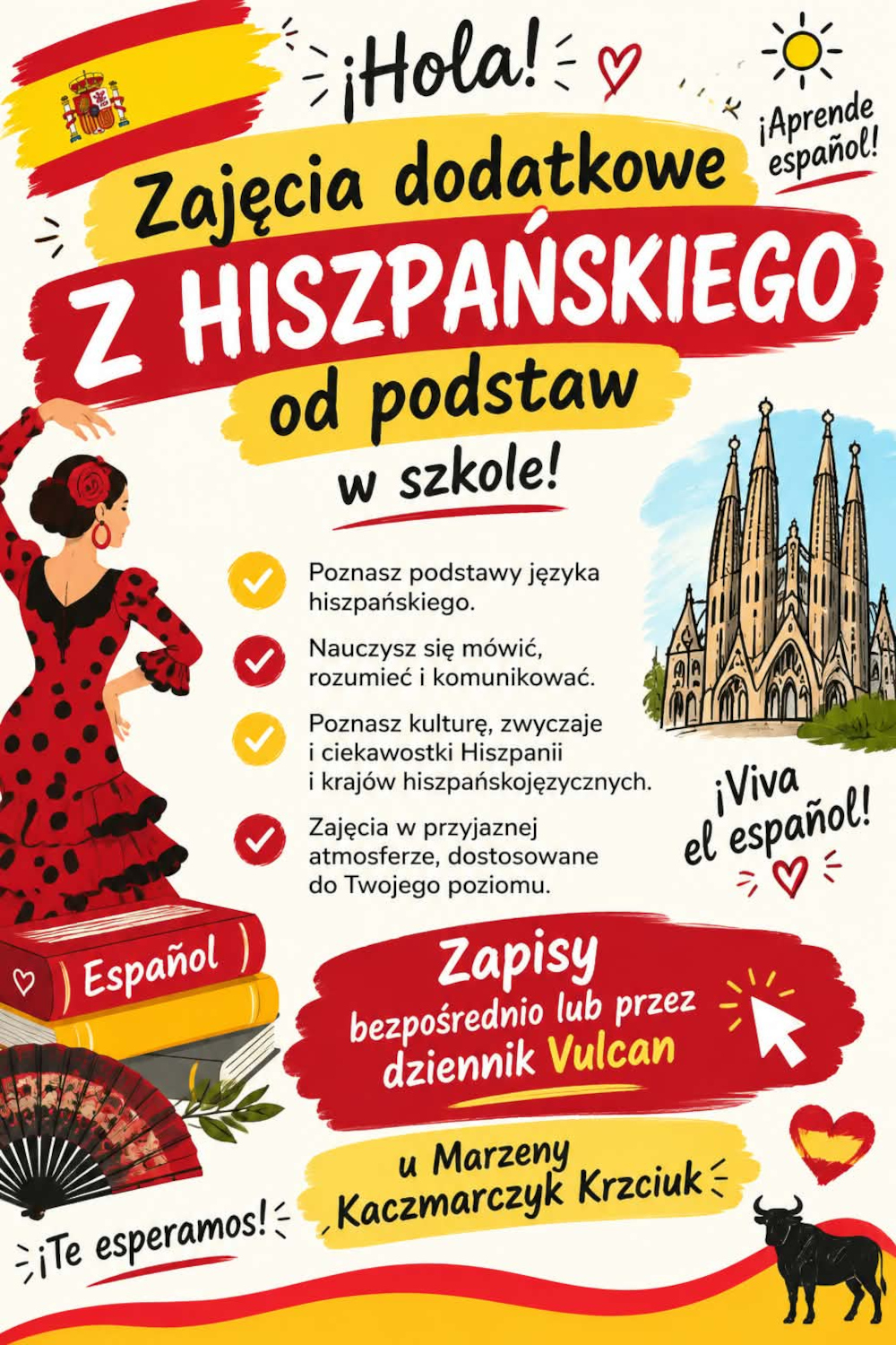  plakat - zajęcia z&nbsp;hiszpańskiego